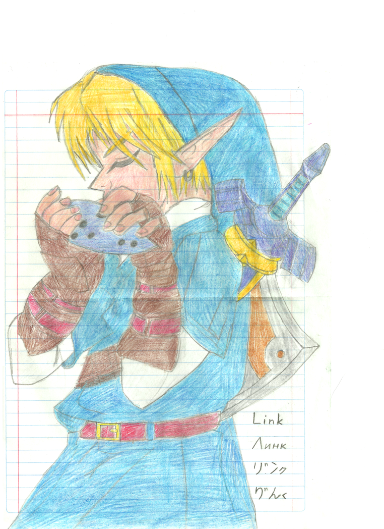 Link playing the ocarina with blue tunic by JurioShiza on DeviantArt