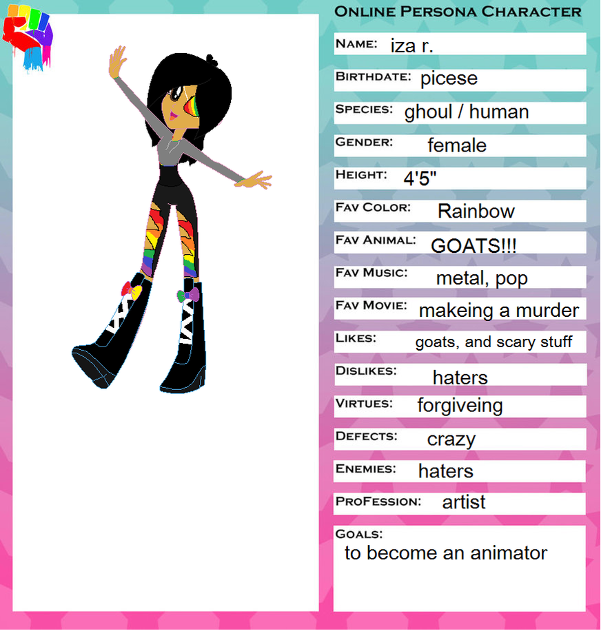 My online persona caracter sheet by Artosity on DeviantArt