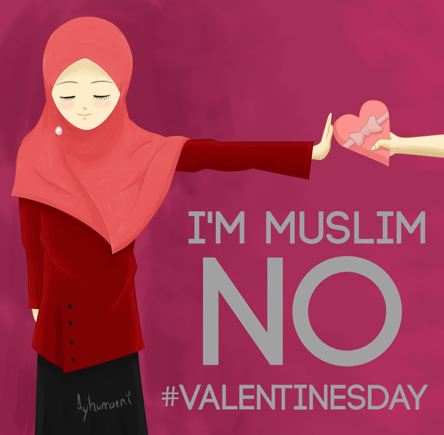 Kartun Muslimah No Valentine Kolek Gambar