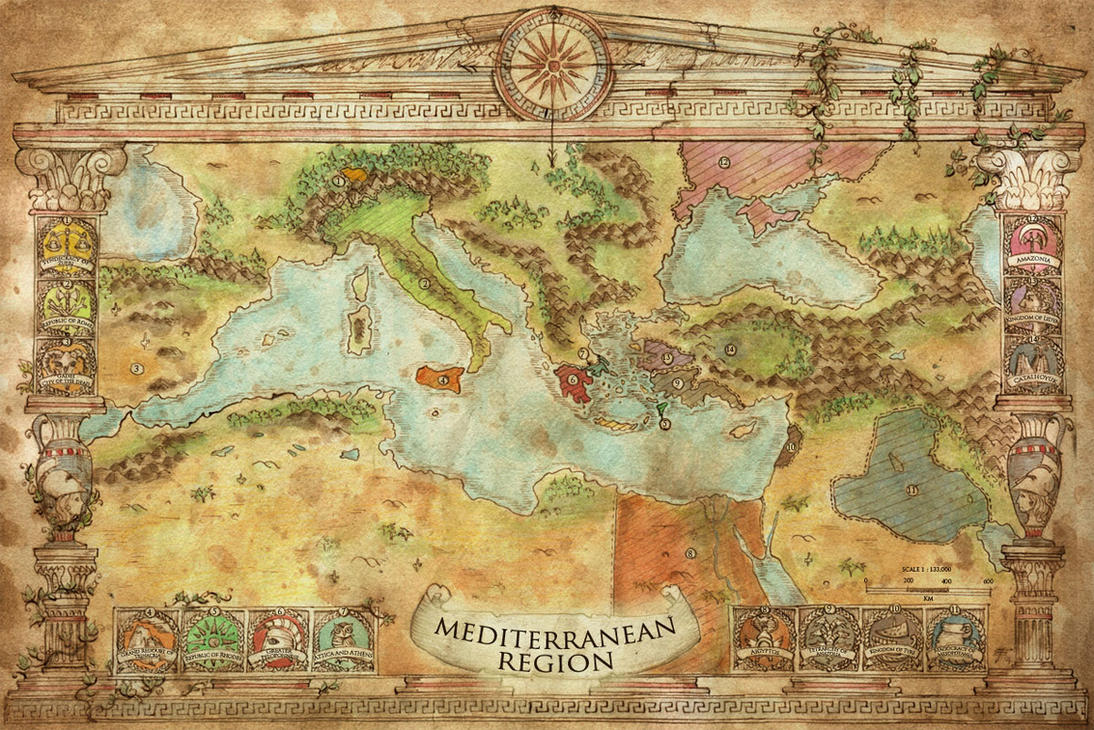 Mediterranean Region Map - Swords of Kos by FrancescaBaerald