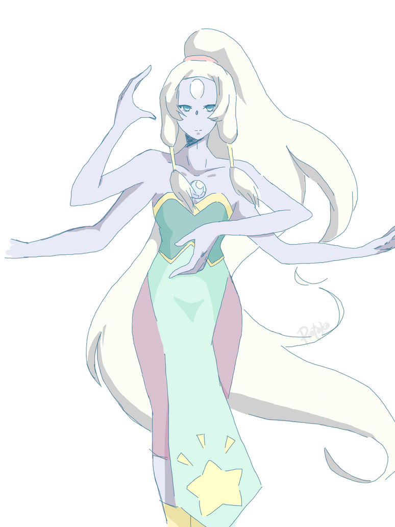 still flat colors, trying to experiment with shadows and blending ouo this is opal from steven universe! a little spoiler to those who havent watched the show, she's the fusion of amethyst and pear...