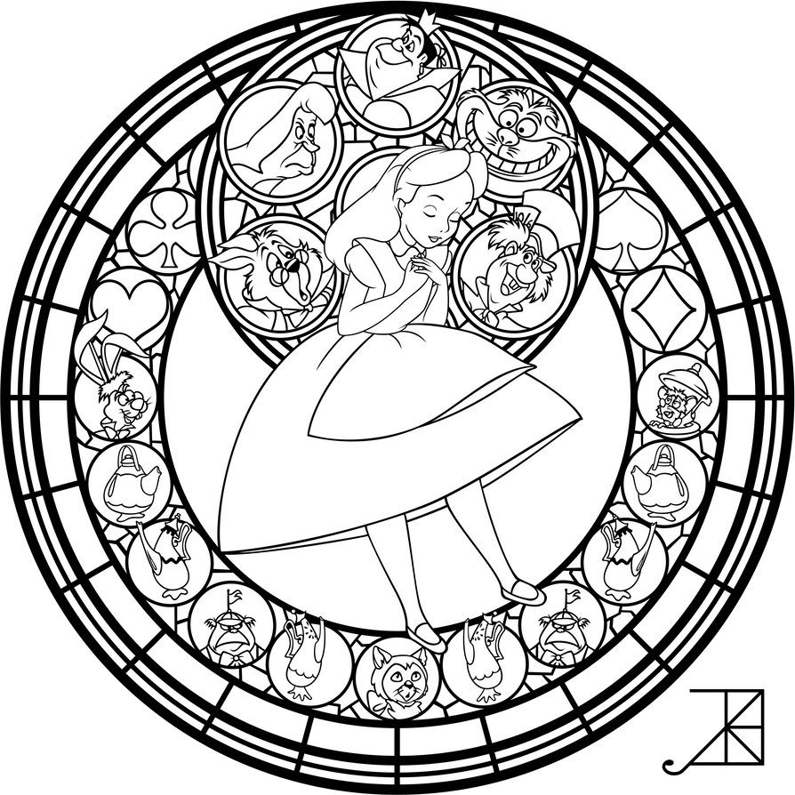 Alice Stained Glass Redo line art by Akili Amethyst