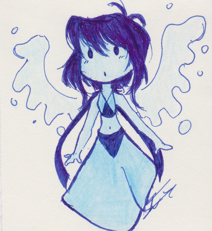 HEY GUYS ! °D° I'm back (Yep and I'm not dead ) Sorry for my inactivity x: So, here it is, a little drawing of my dear Lapis Lazuli in a chibi style, if I can say so. It's kind of sketchy...