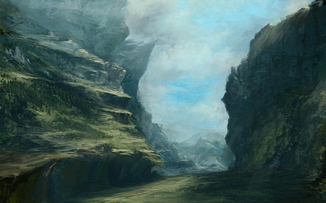 Fantasy Landscape Mountains by composedMender7 on DeviantArt
