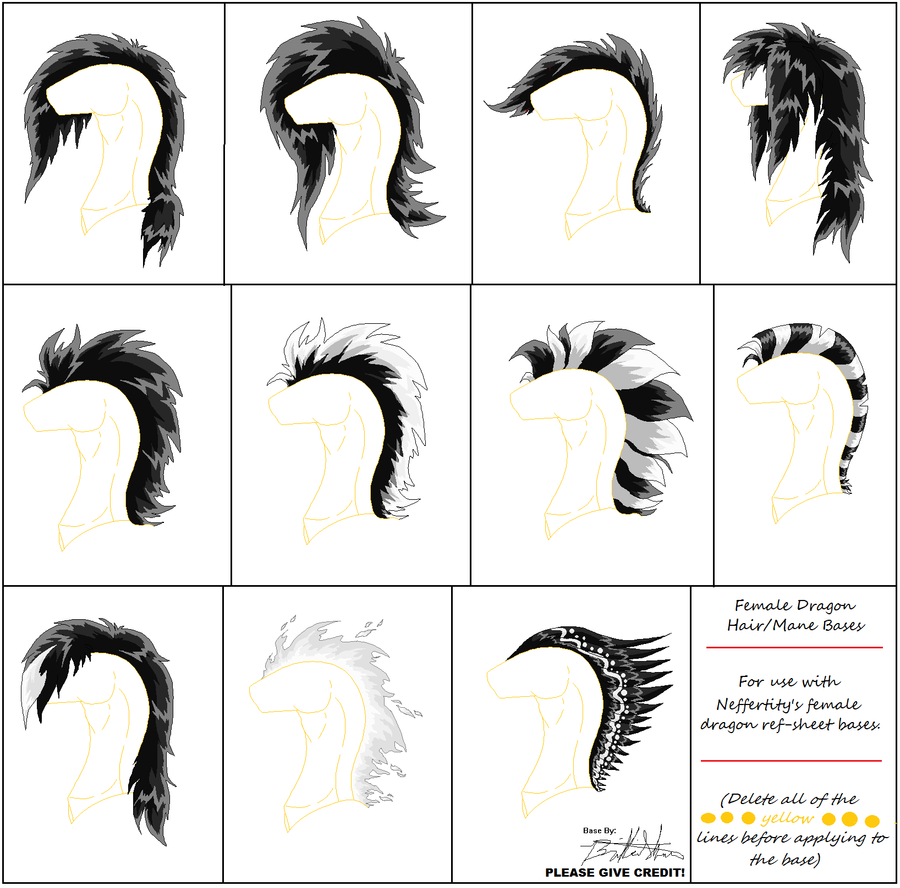 Female Ref-Sheet Base Hair Pack by Neffertity on DeviantArt