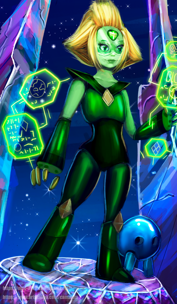 I made this around late May and that time I was learning about perspective shots and lighting. So some areas may be a bit off. I like peridot as a character, she's goofy and curious about everythin...