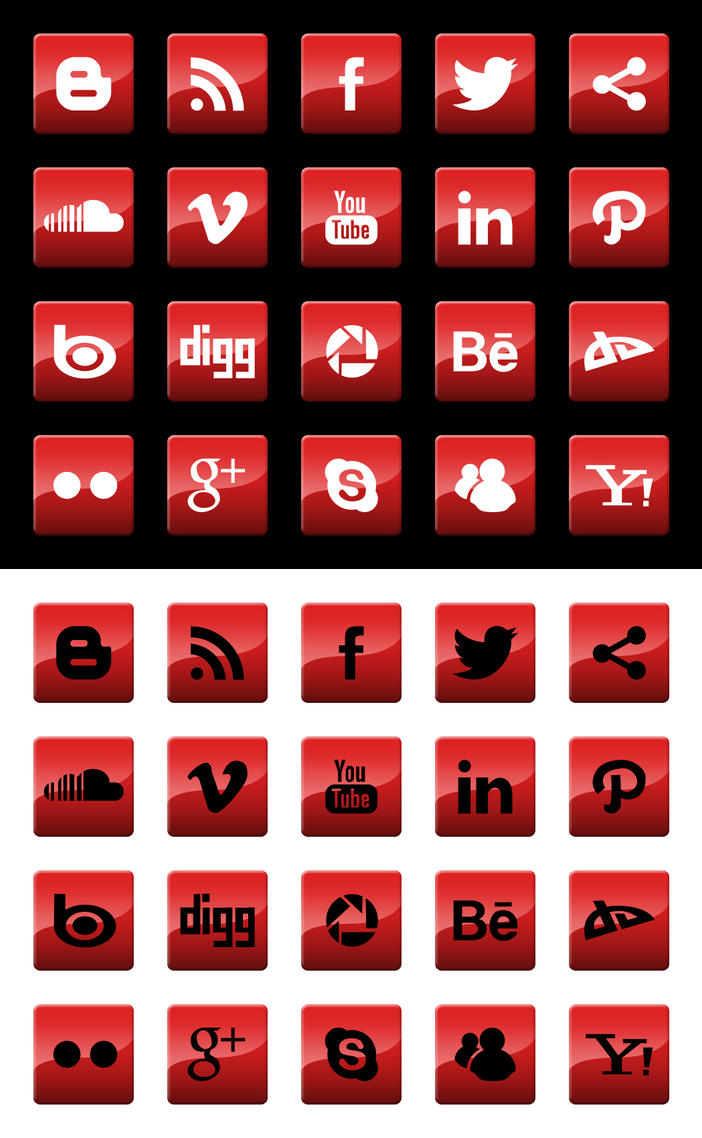 Button design -red social media kit- by LilienB on DeviantArt