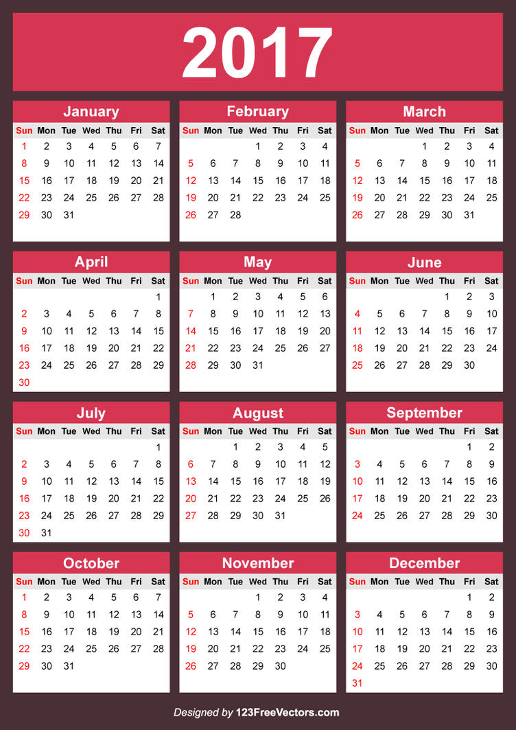 Free Editable 2017 Calendar By 123freevectors On Deviantart