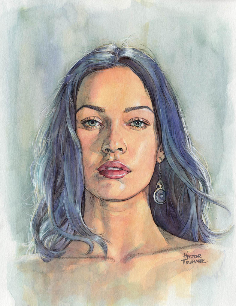 Megan Fox watercolor by Trunnec
