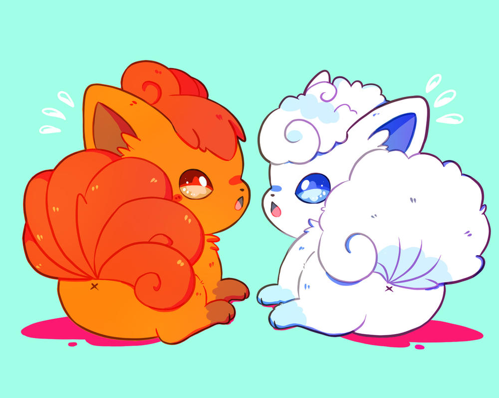 Vulpix and Vulpix Alola Form by Butapokko