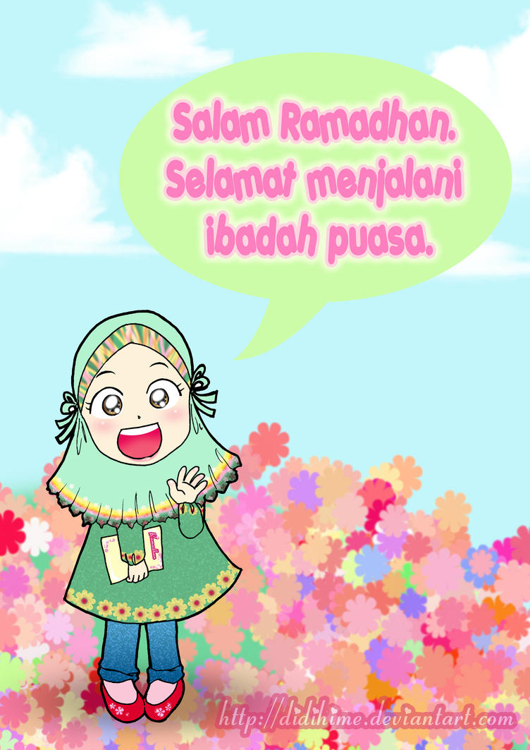  Gambar  Kartun  Muslimah  Ramadhan 