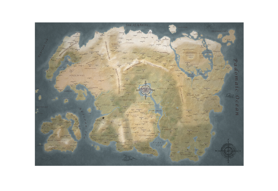 Map of Tamriel NO BORDERS by DwarfChieftain