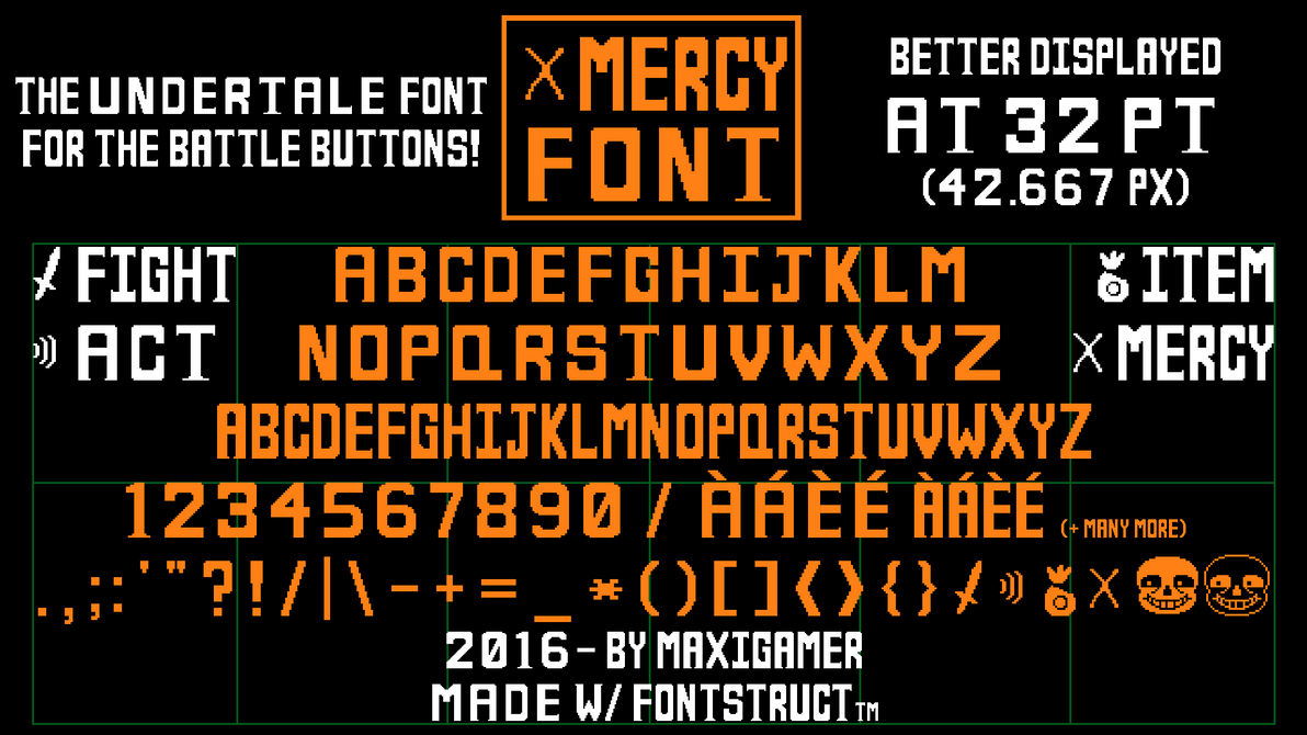 MERCY Font, the UNDERTALE font for battle buttons! by MaxiGamer on DeviantArt
