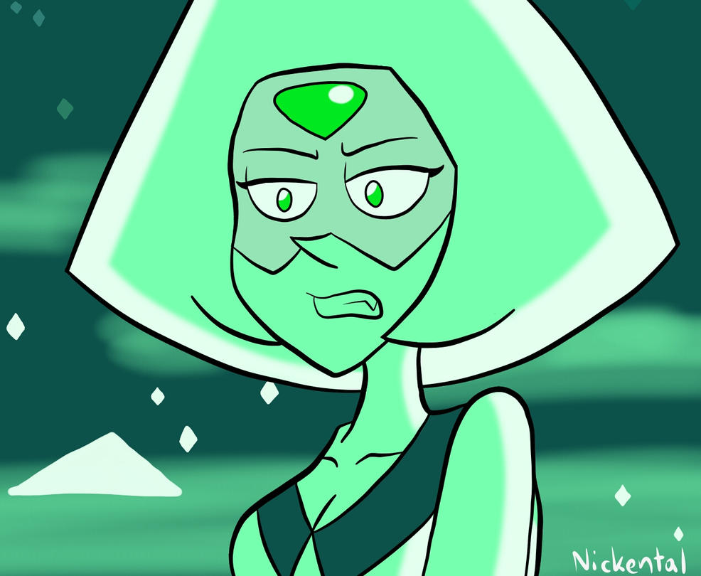 I was pretty much in the mood to draw my favourite Steven Universe character, Peridot. I've been practicing drawing on my tablet, and I decided to use the "firing" scene. But I suck at drawing back...