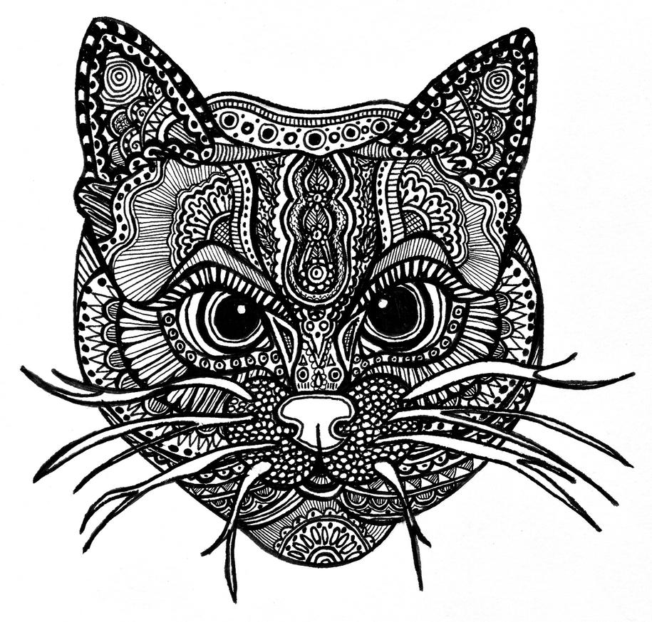 Zentangle Cat by ambercamiart on DeviantArt