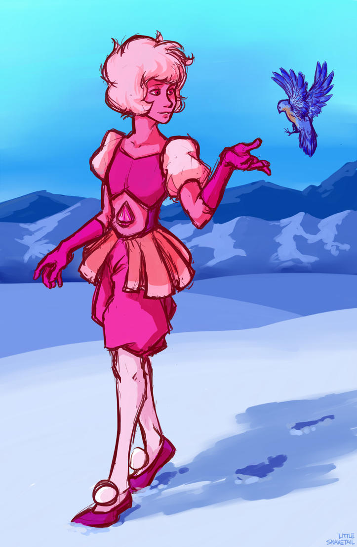 Pink Diamond drawn from memory. Half-assed the background, but still somewhat proud of it. I like snow.