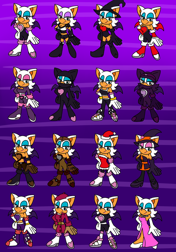 The many outfits of Rouge by NicoleDoodle64 on DeviantArt