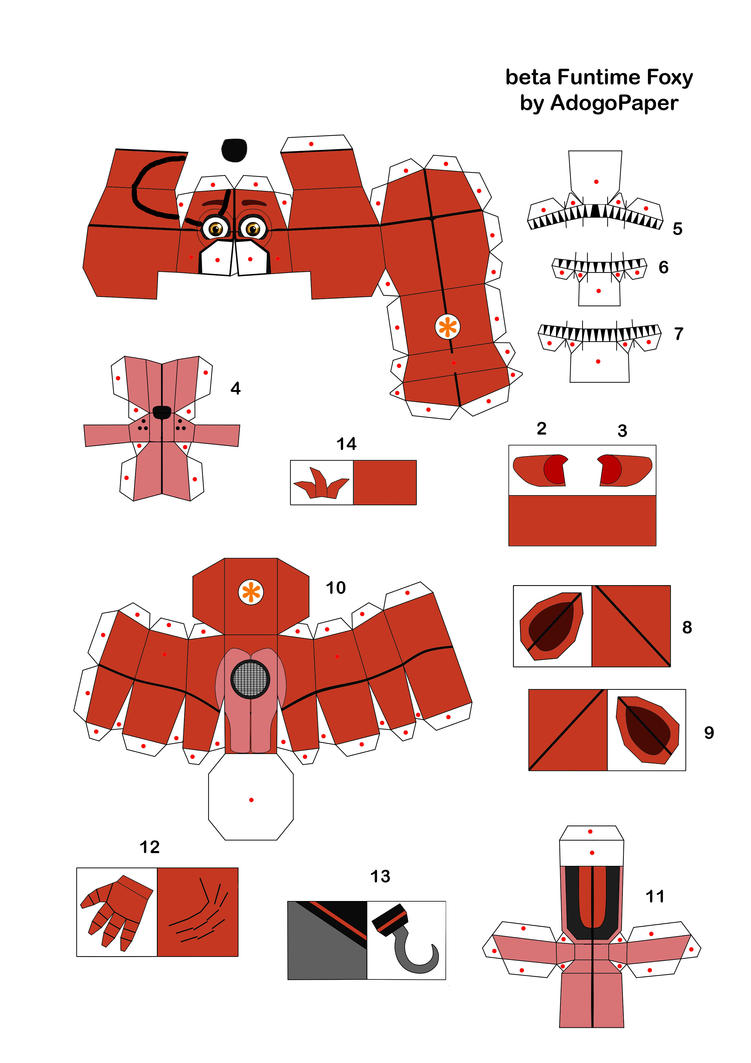 Funtime Classic Foxy papercraft part1 by jackobonnie1983 on DeviantArt