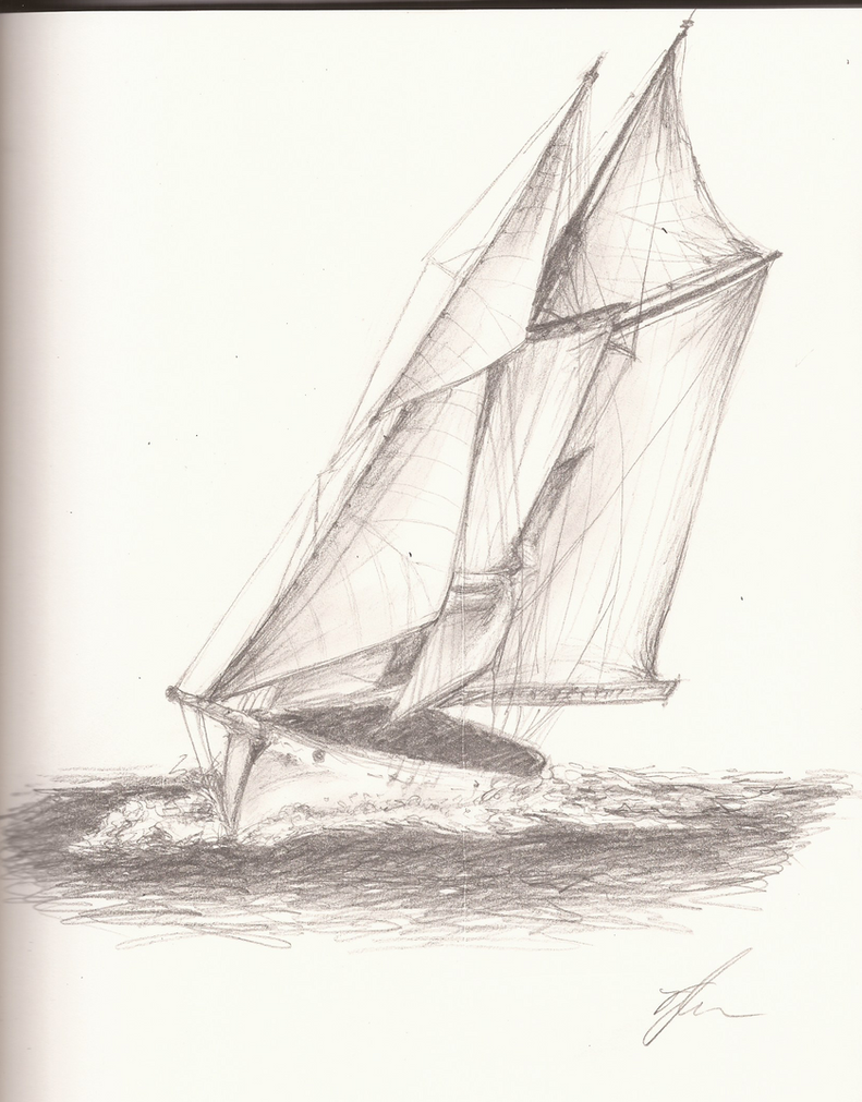 sailboat pencil sketch