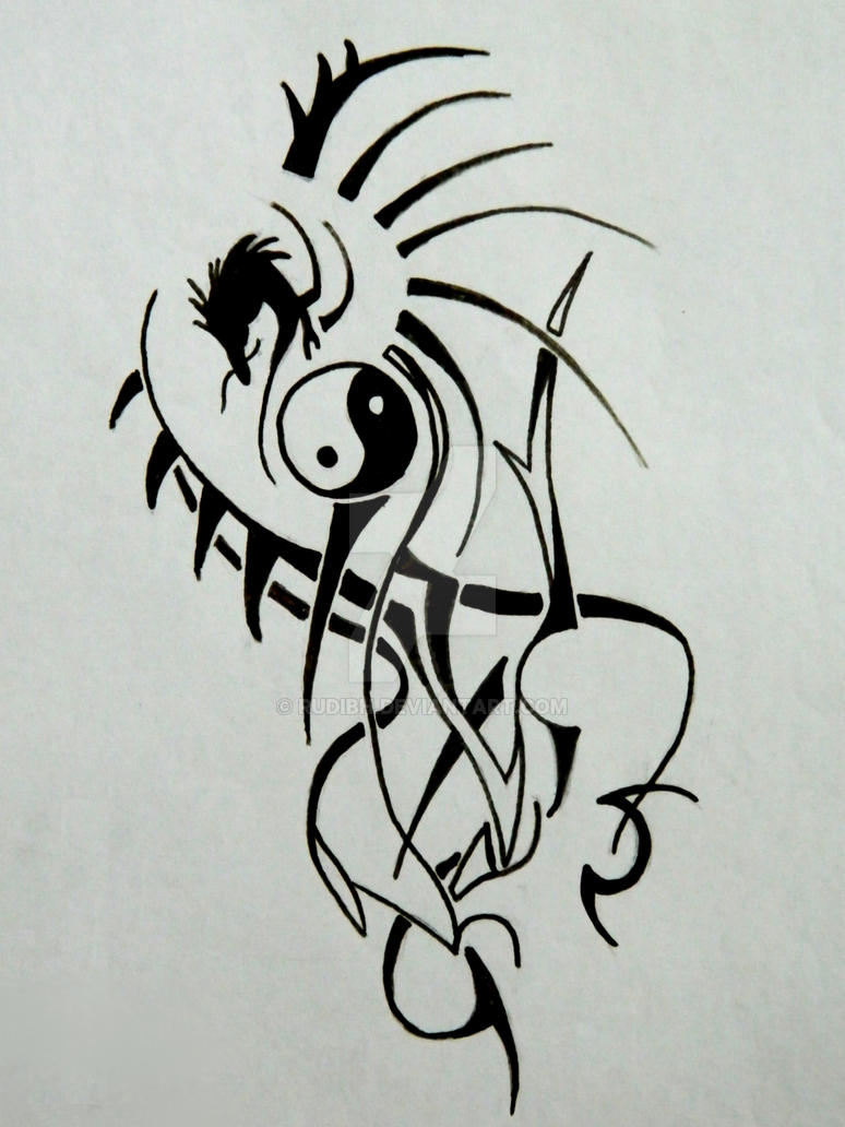Tribal Ying-Yang Dragon tattoo by RudiBH on DeviantArt