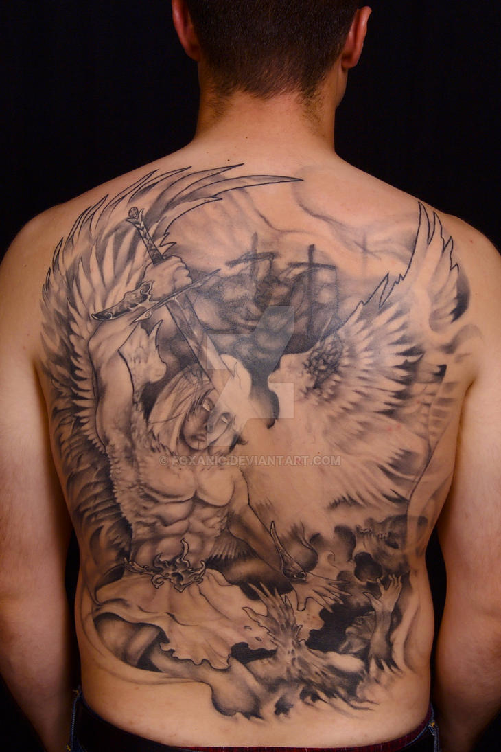 Archangel Michael Slaying Demon Within Tattoo by foxanic on DeviantArt