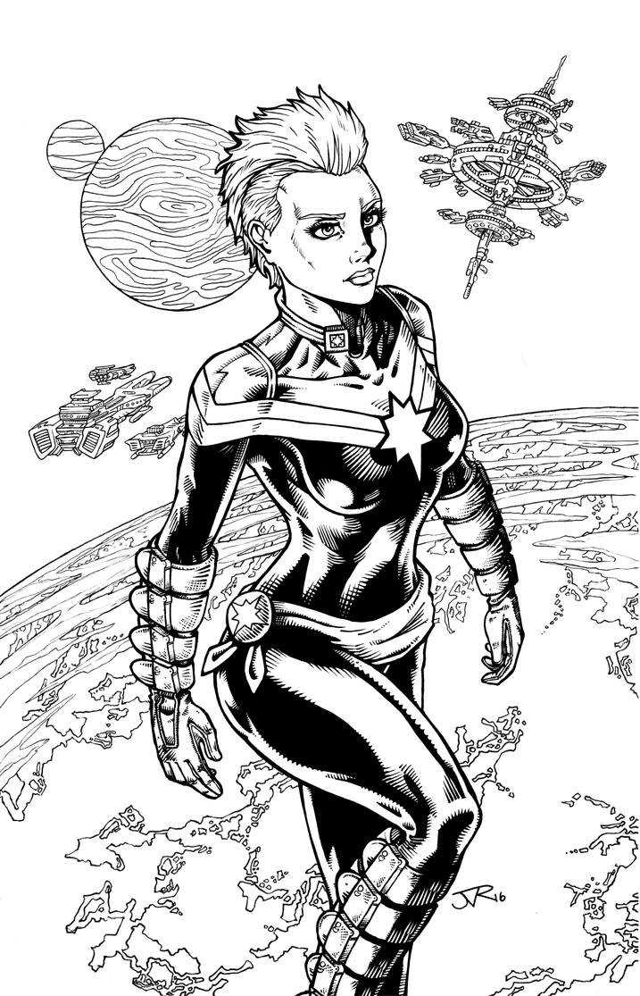 Captain Marvel Inks (white background) by RevolverComics on DeviantArt