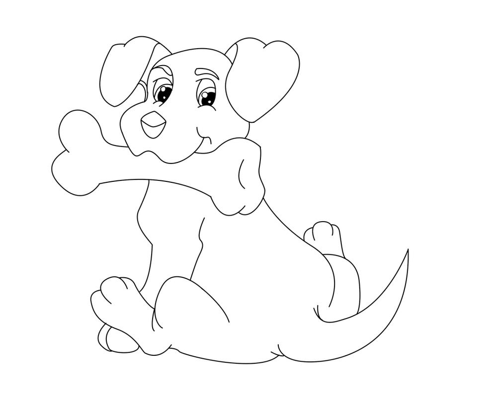 Coloring Page - Dog with Bone by The-Clockwork-Robot on DeviantArt