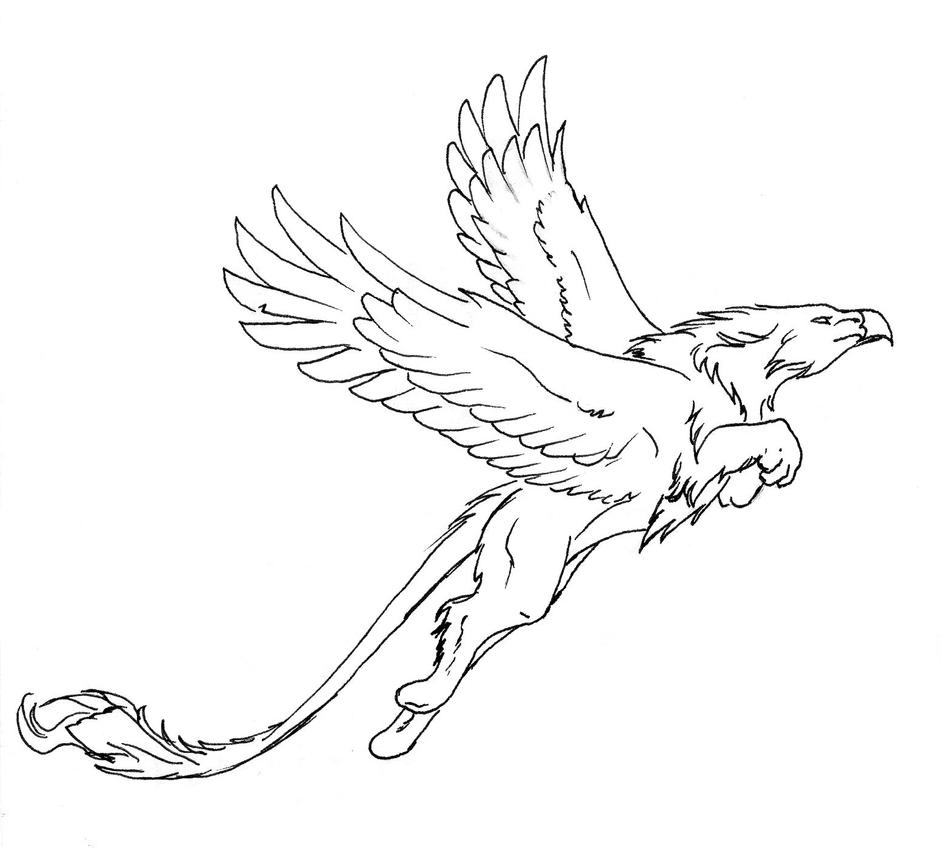 Jumping griffon lineart by ThunderboltFire on DeviantArt