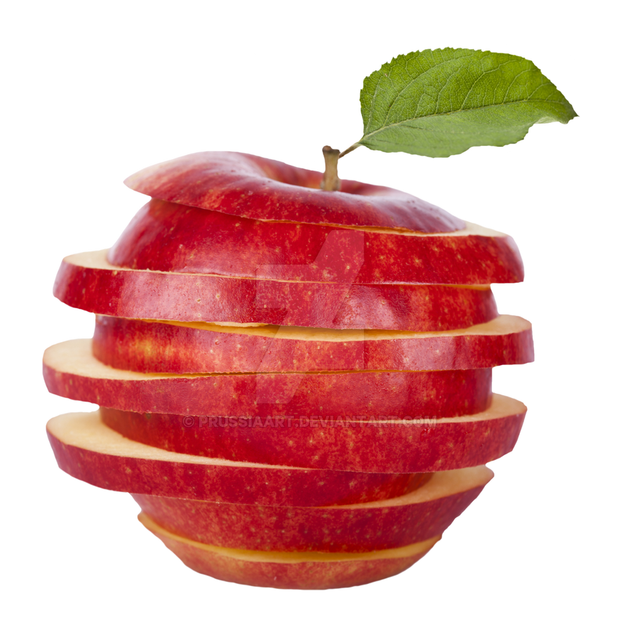 Sliced red apple on a transparent background by 