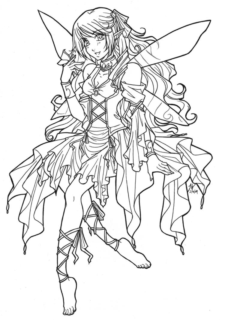Fairy Coloring Lineart 1
