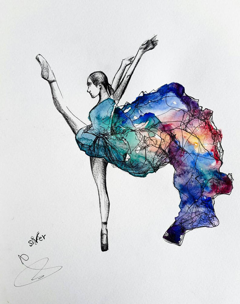 ballet dance watercolor painting by siver serwer by siverserwer on