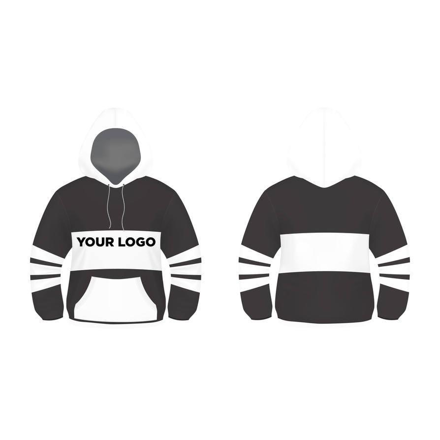 Download Black and White Hoodie Design Vector Template FREE by ...