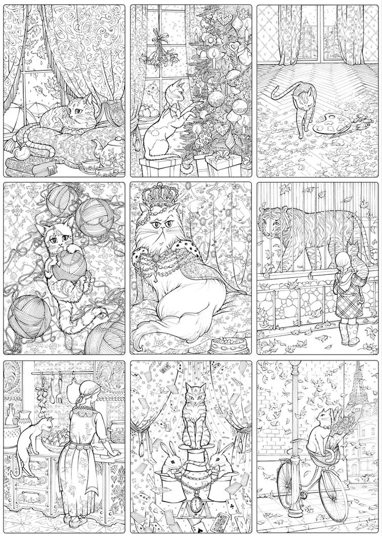 Cats. coloring book preview by barbarasobczynska on DeviantArt