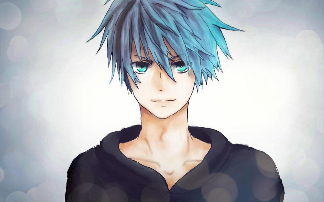 spiky blue hair anime