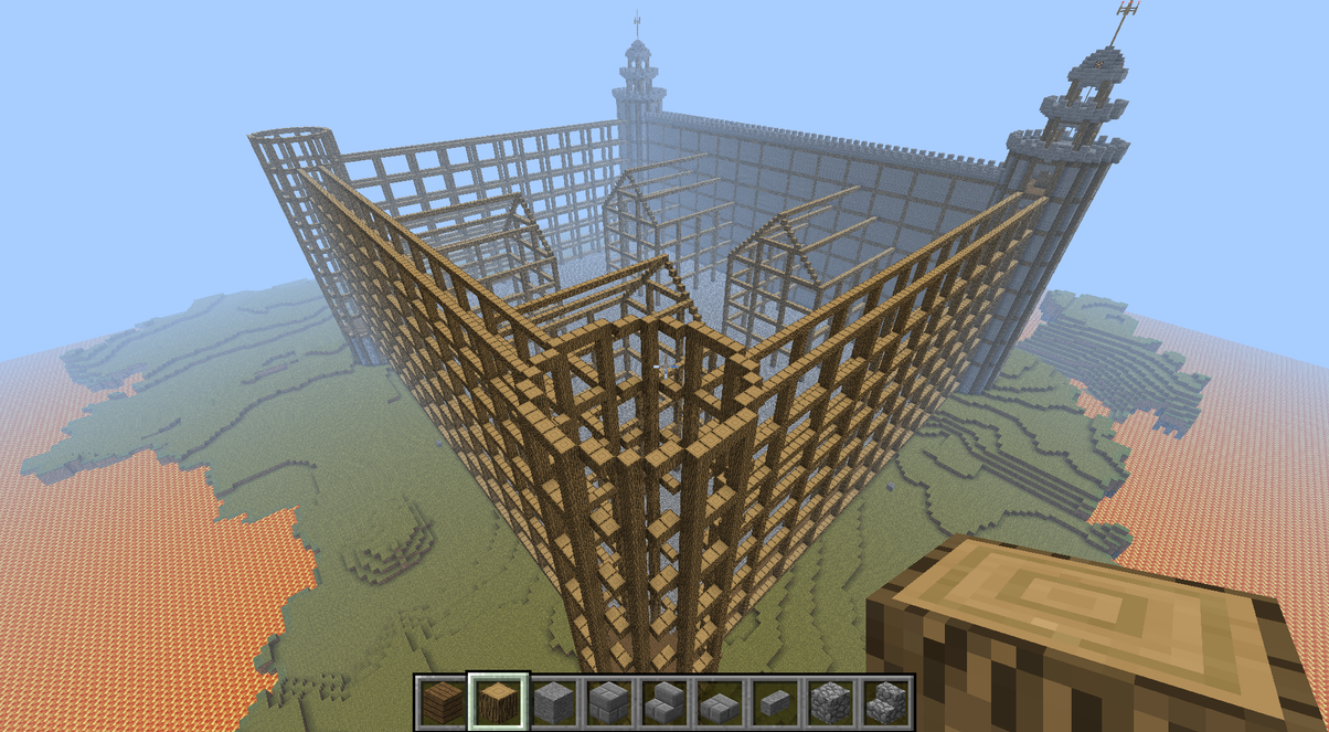 Minecraft castle construction site - wooden frames by 