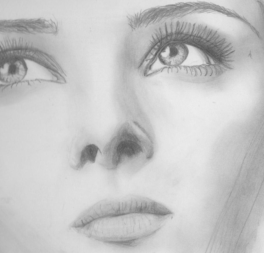 Close up of Model Face Sketch by mariannemason on DeviantArt