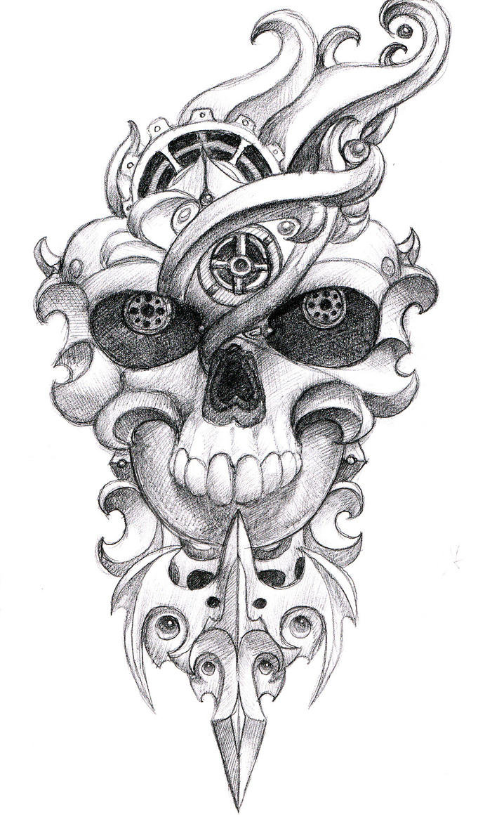 Skull Tattoo design 1 by pseudodog on DeviantArt