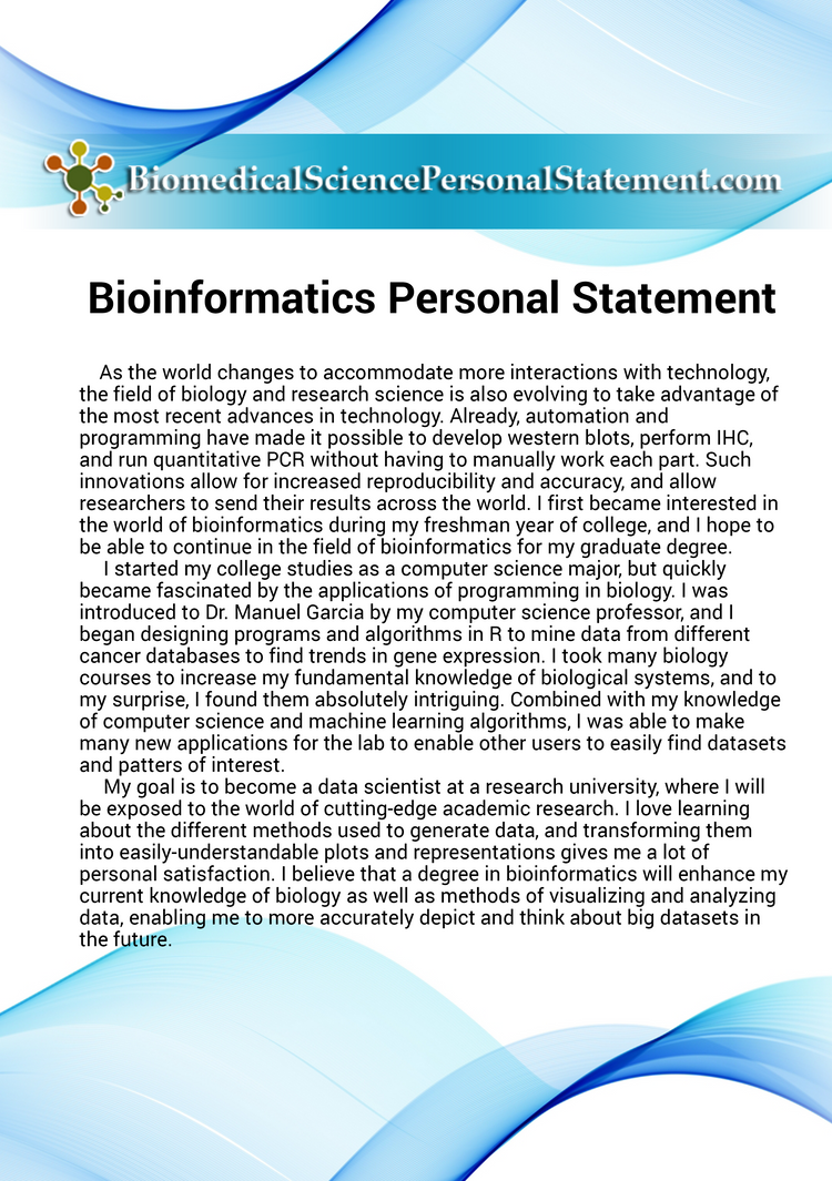 bioinformatics masters personal statement