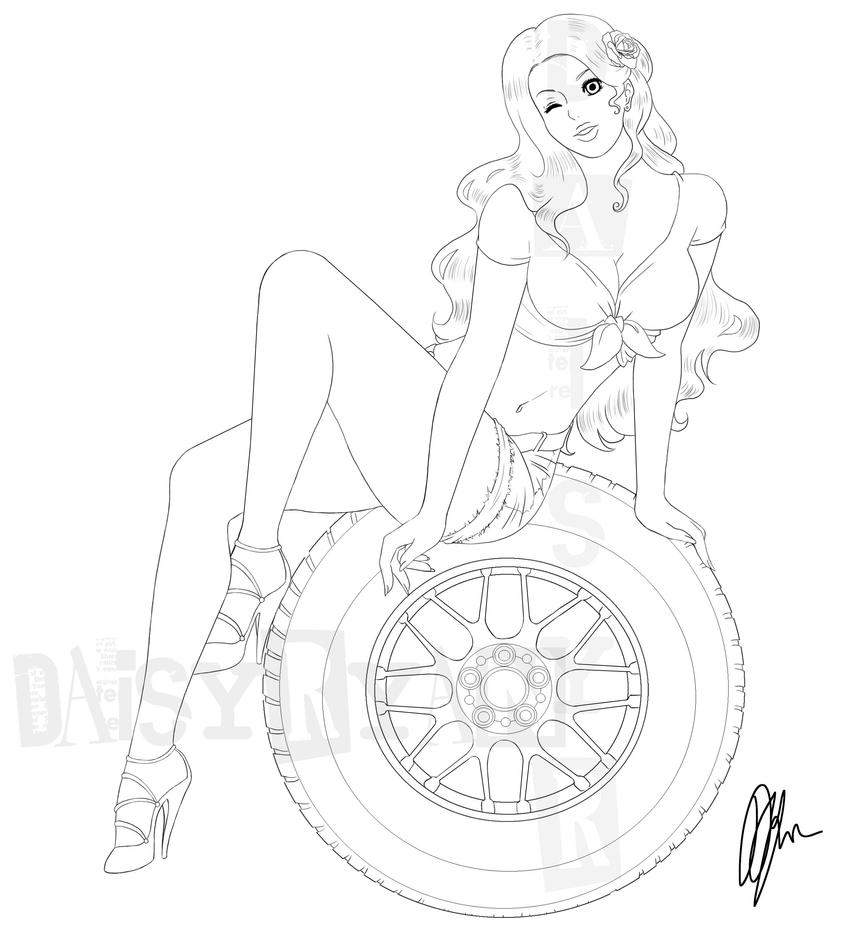 Pin up Girl Commission - LINEART by DaisyRyan on DeviantArt