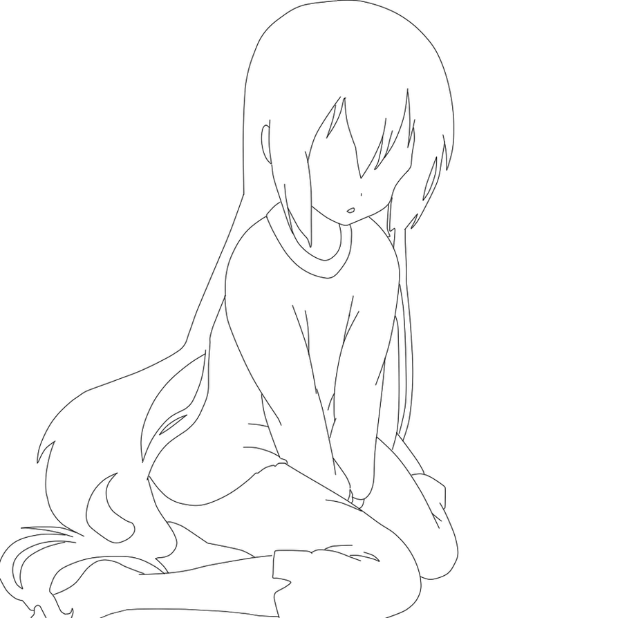 FREE lineart ! Feel free to use (Sad anime girl) by KaylaWaylaLineart