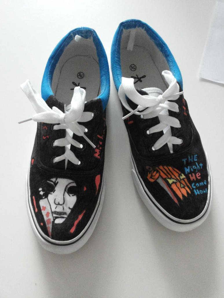 Costumized Michael Myers shoes by LittleFreaky13 on DeviantArt