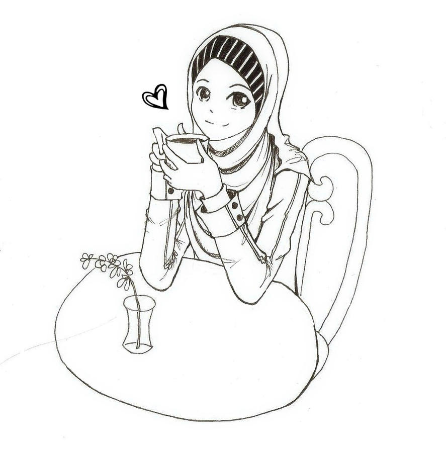 Gambar Kartun Hijab Hitam Putih - Gallery Islami Terbaru