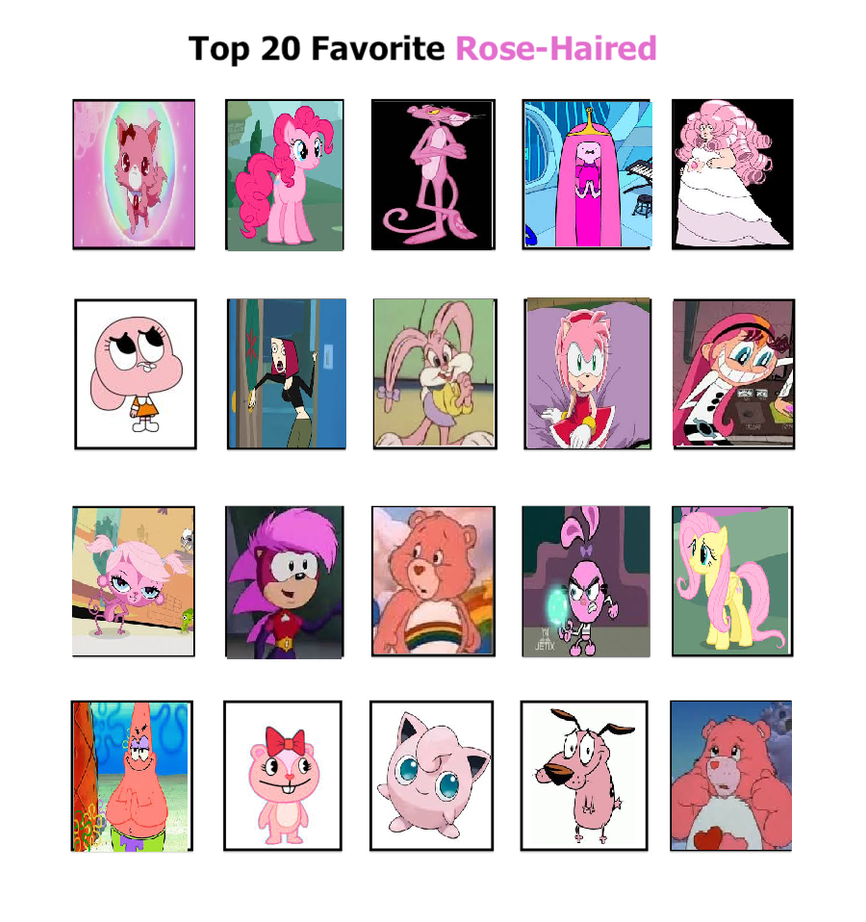 my top 20 favorite rose haired characters by cartoonstar92 on DeviantArt
