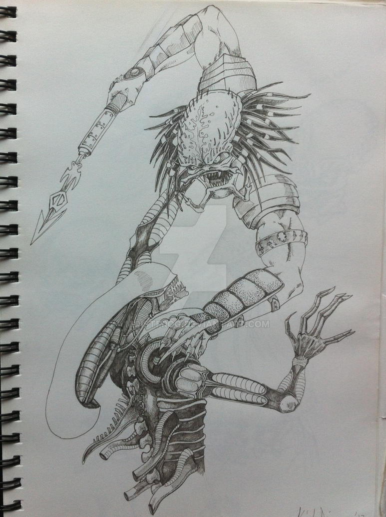 Alien vs Predator drawing by moistfrog on DeviantArt