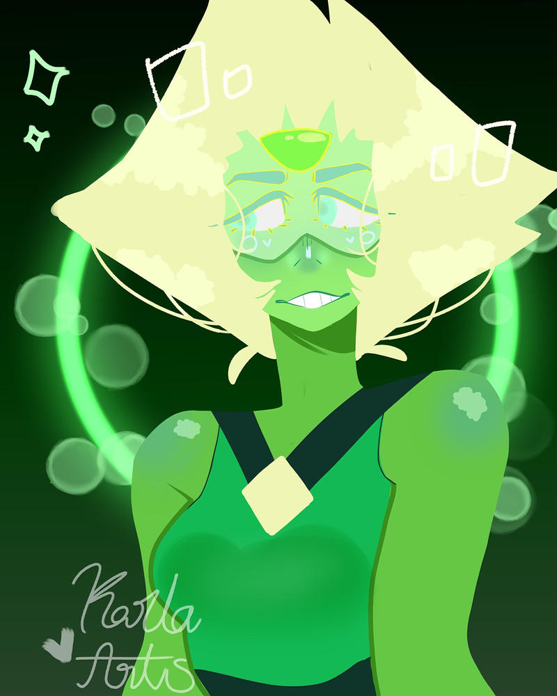 I’ve been practicing some line less art and my friend suggested I do fan art of Peridot from Steven Universe and I think she is just the cutest thing ever!