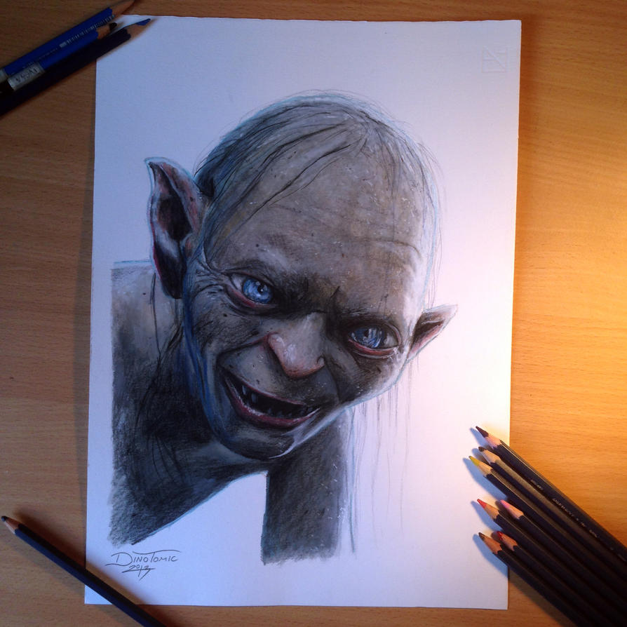 Gollum color pencil drawing by AtomiccircuS on DeviantArt
