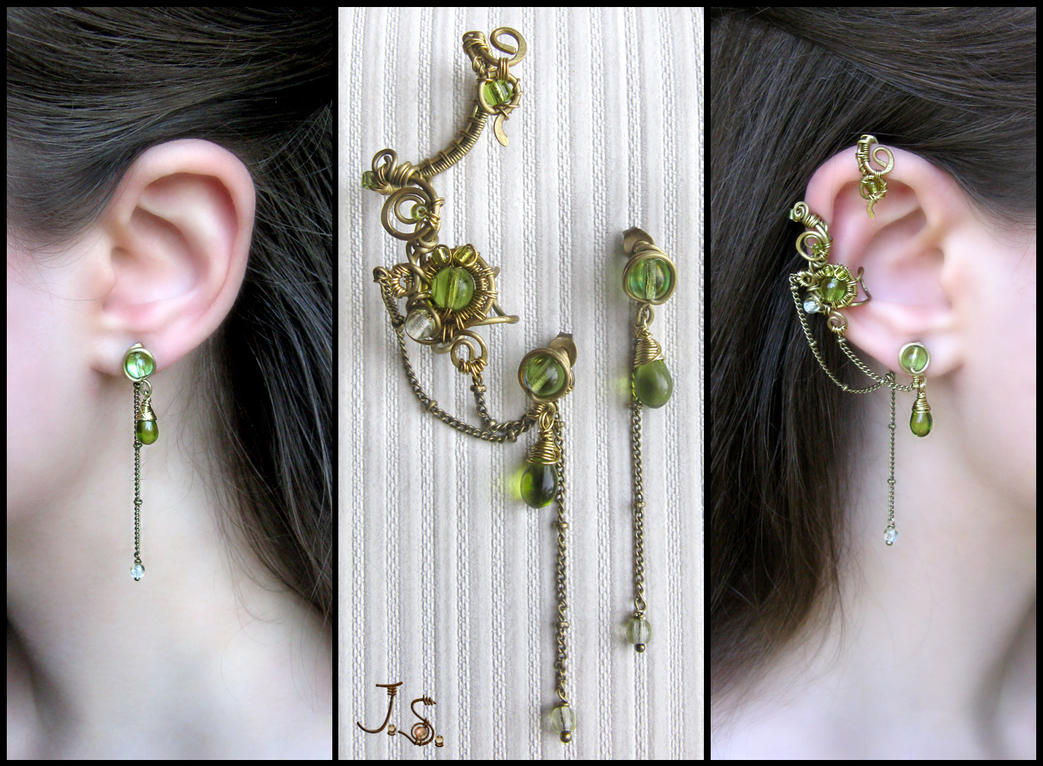 Spring ear cuff and stud set by JuliaKotreJewelry on DeviantArt