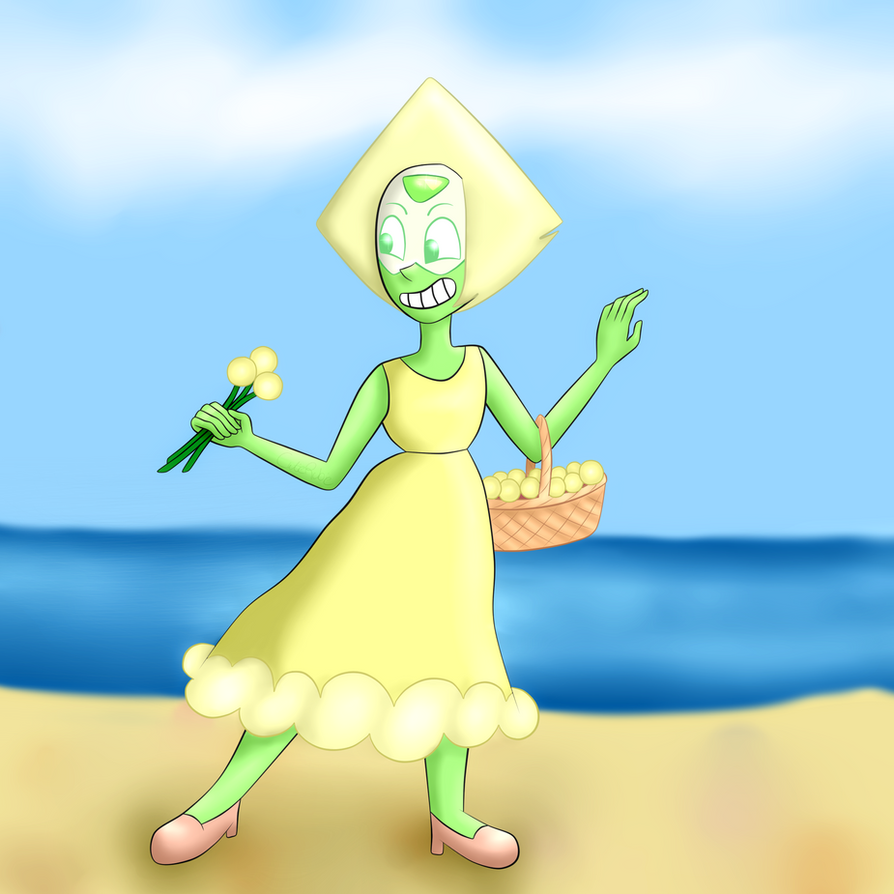 ...Lazy background is lazy... WOOO! I am back in action with drawing after finishing exams and enjoying a well-deserved long vacation - and I just HAD to draw Peridot in her dress from the wedding ...