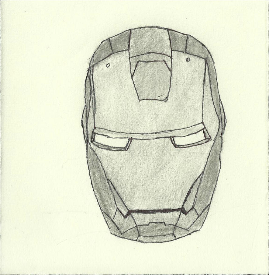 Iron Man Helmet b+w sketch by mewmewgirl123 on DeviantArt