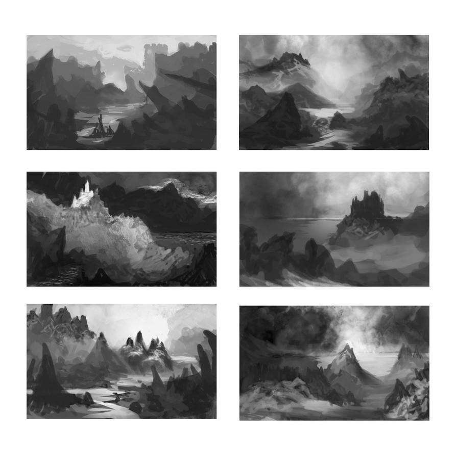 Quick Environment thumbnails by Lyno3ghe on DeviantArt